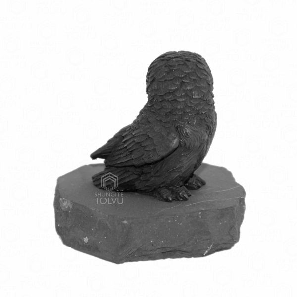 shungite figurine owl side view