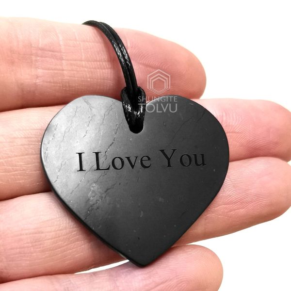 shungite pendant I Love You heart