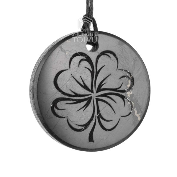 big shungite pendant four leaf clover