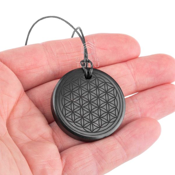 shungite pendant flower of life sunrise