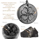 quartz and pyrite in shungite stone pendant clover