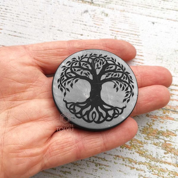 shungite tile Tree of Life 50 mm