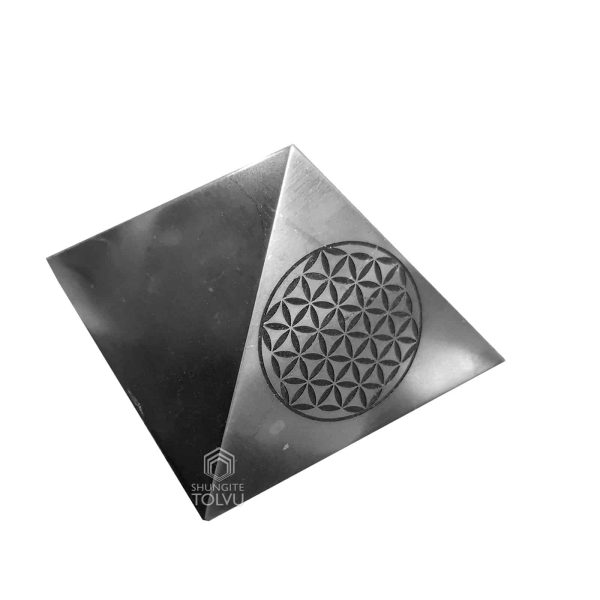 Shungite stone pyramid with engraving 1.97 in