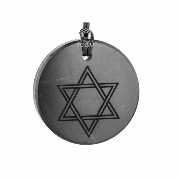 Shungite pendant Shield of David engraved