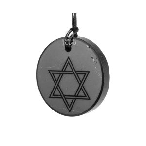 Shungite pendant Shield of David engraved 3.5 cm