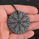 shungite pendant Helm of Horror big size 45mm