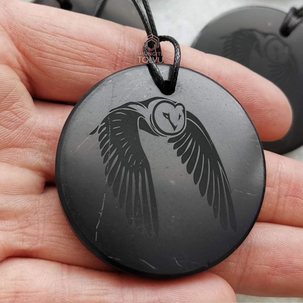 Shungite pendant Night owl 1.77 in big size