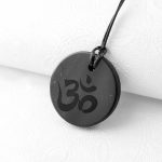 Shungite pendant for meditation Om 1.38 in