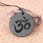 Shungite meditation pendant Om large