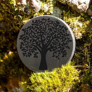 large shungite plate Tree of Life 73 mm