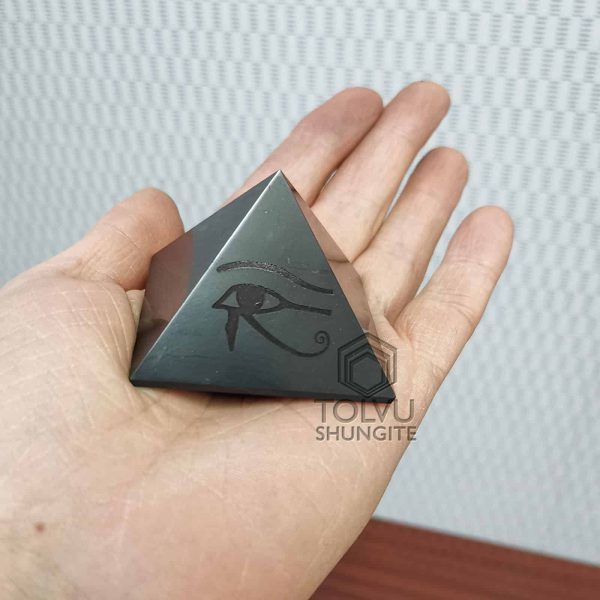 russian shungite stone pyramid engraved