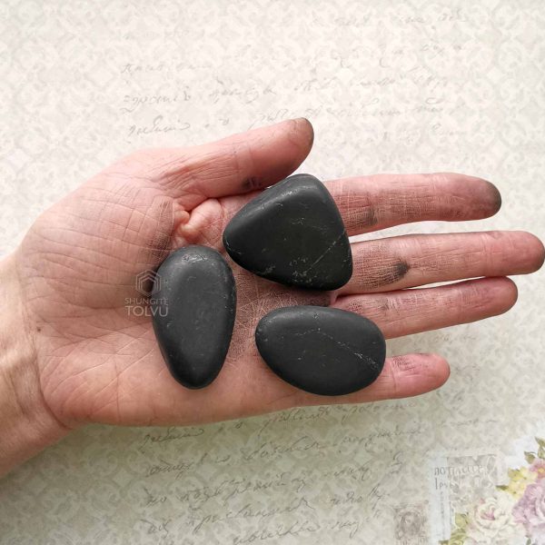 shungite tumbled stones unpolished surface 3 pcs