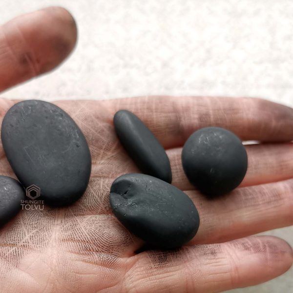 black Shungite stones tumbled