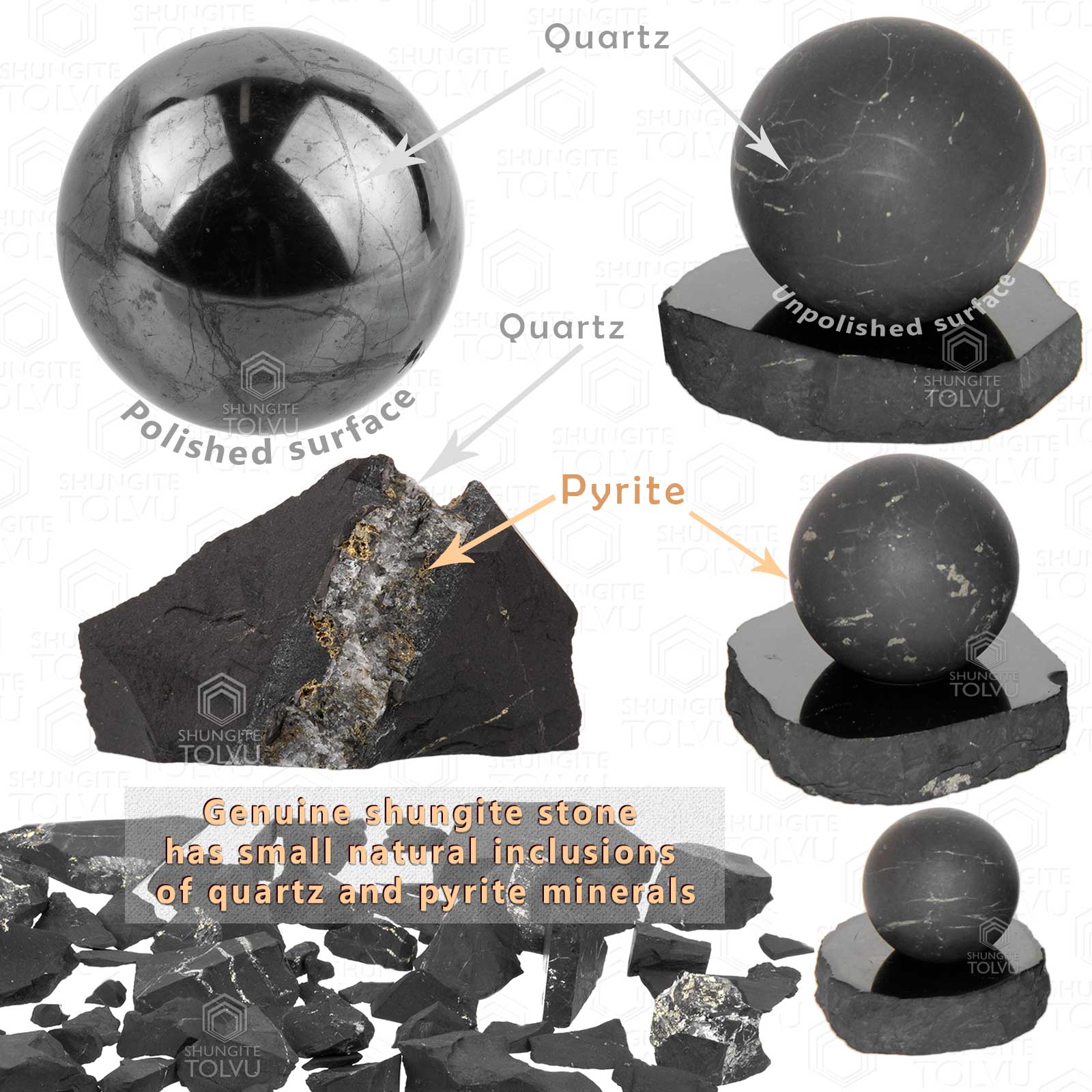 inclusions of quartz and pyrite in karelian rock ball