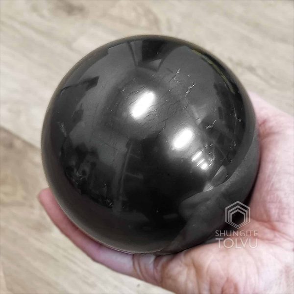 Polished shungite sphere big size 9 cm