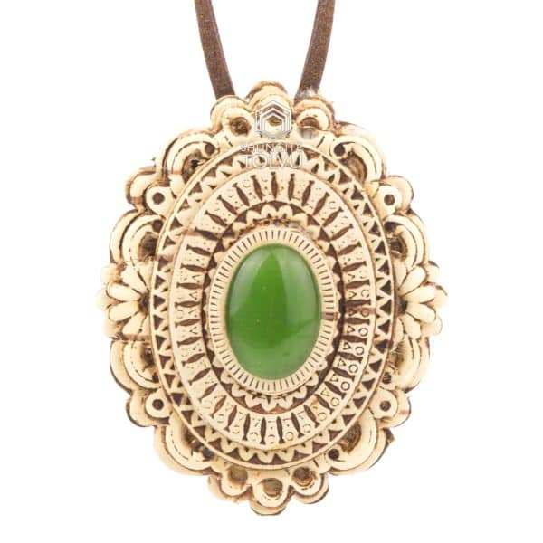 wooden pendant necklace chrysoprase