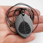 bodhi leaf pendant real size in hand