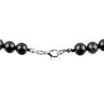 Rear view of shungite black beaded necklace showing clasp