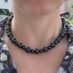 Black diamond bead necklace with shungite beads