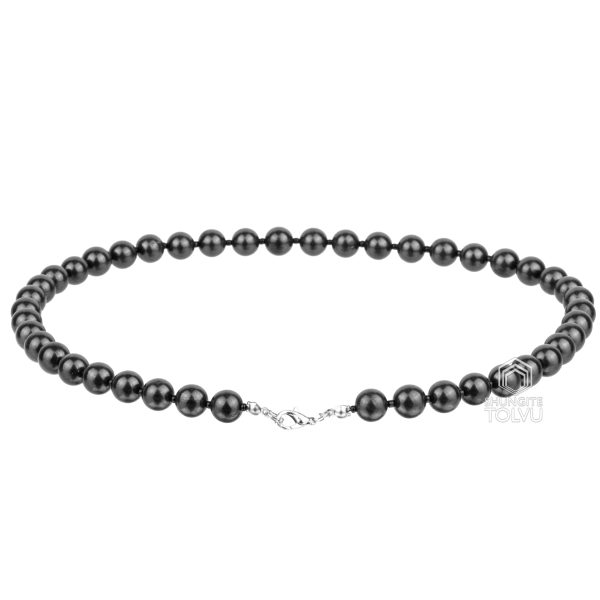 shungite necklace back view showing clasp and hardware